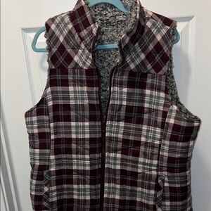 Maurices Plaid Vest - Purple and Gray